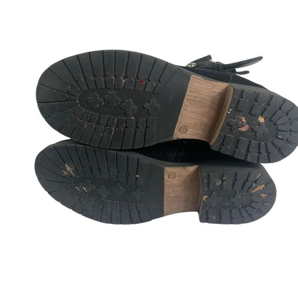 Steve Madden 7.5 Alick black suede moto boots w/buckles and low heel - Picture 6 of 6